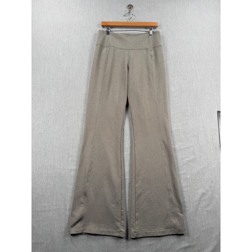 Athleta Delancey Herringbone High Waisted Flare Taupe Brown Wide Leg‎ Pockets